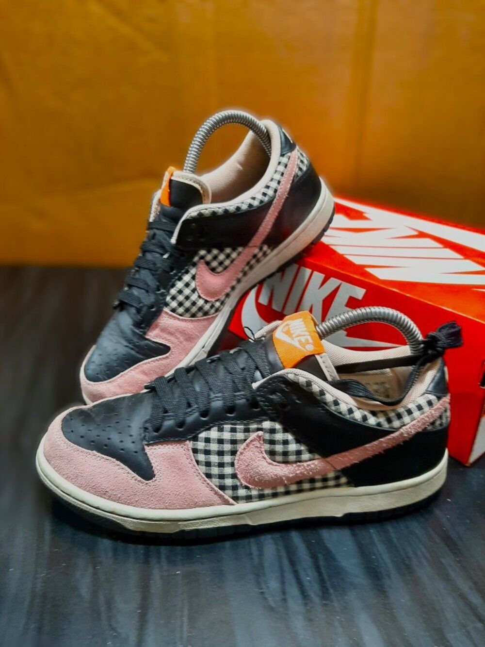 2006 Nike Dunk Low Women's Picnic Pink Plaid Sz 7 308608-161 Vtg Rare Sneakers - Picture 2 of 16
